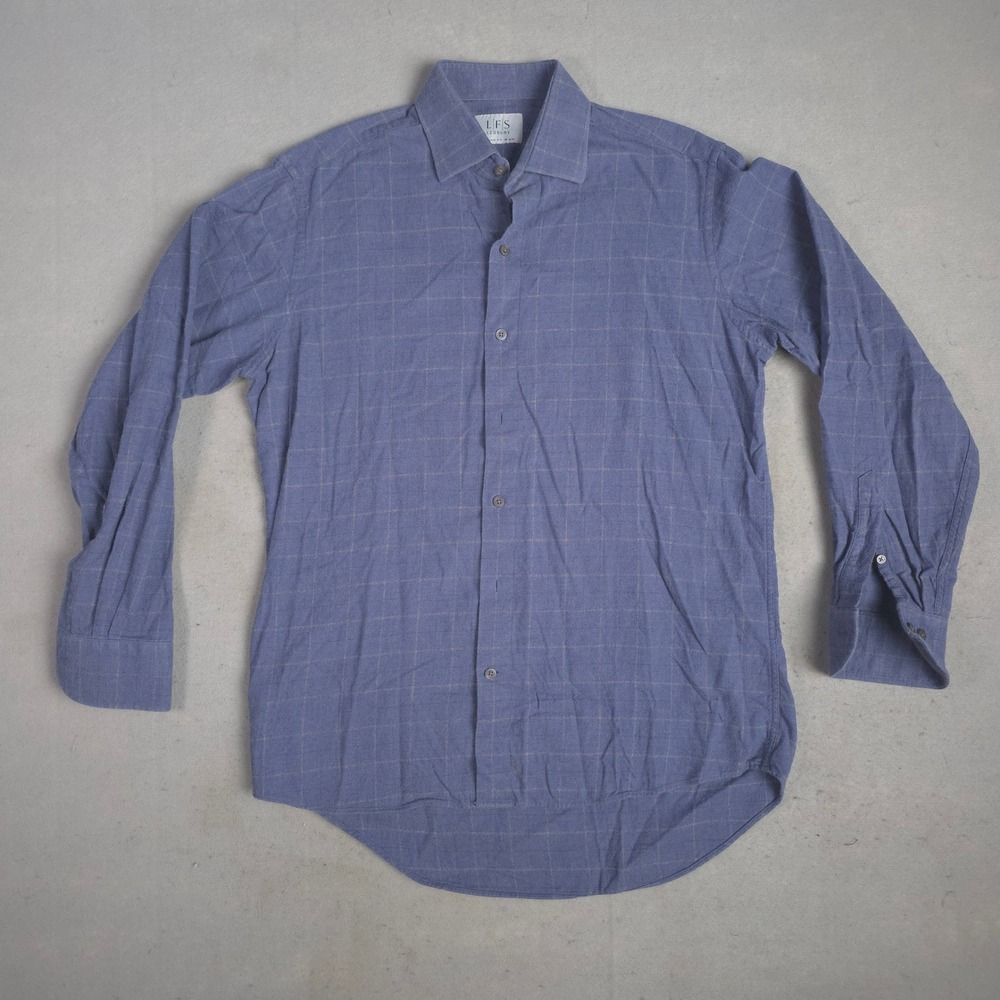 Ledbury Classic Fit Blue‎ Plaid Dress Shirt Mens 15.5 M